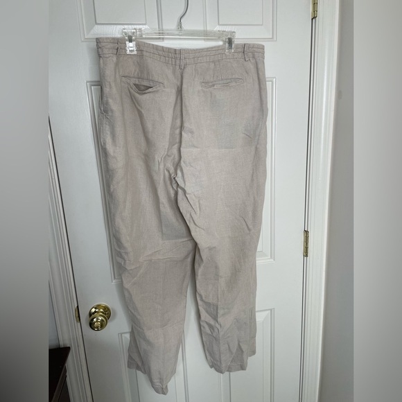 L.L. Bean Classic Fit 100% linen beige elastic tie waist pants | 18 - Picture 2 of 13